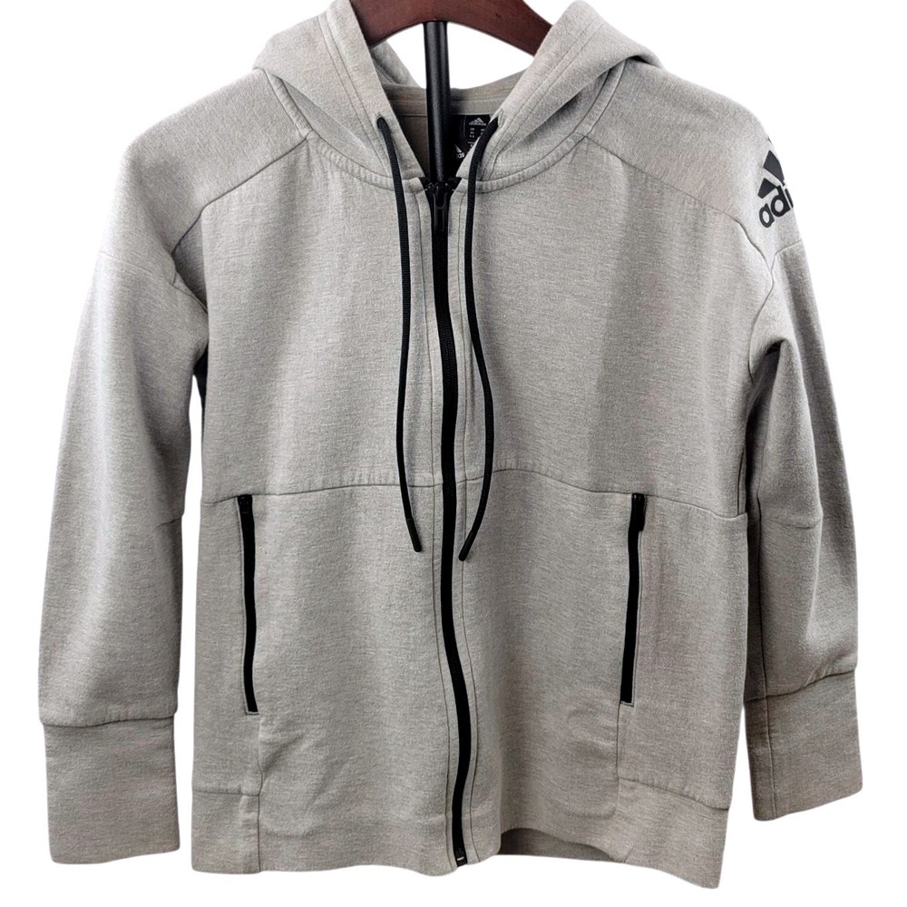 Adidas ZNE Womens XS Heather Grey Full Zip Hooded Sweatshirt‎ Jacket Sporty